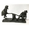 SCULTURA BAMBINI SUL DONDOLO METALLO BRONZATO STATUA EPOCA SEE SAW SCULPTURE