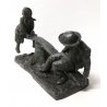 SCULTURA BAMBINI SUL DONDOLO METALLO BRONZATO STATUA EPOCA SEE SAW SCULPTURE