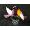 SCULTURA COPPIA UCCELLO VETRO SOFFIATO MURANO POLICROMO ARTIGIANALE DESIGN ITALY
