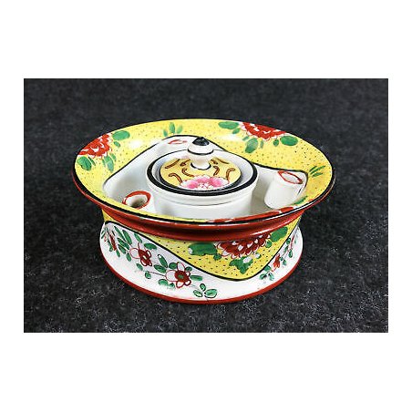 ANTICO CALAMAIO LIMOGES BAUMY & SAVOYAUD PORCELLANA DIPINTA FRANCIA EPOCA 1930