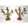 Coppia di candelabri in ottone, stile barocco rococò