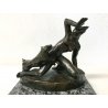 ANTICA SCULTURA BRONZO LIBERTY NUDO DONNA CANE DIANA STATUA FIRMATA EPOCA 1910
