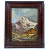 ANTICO QUADRO DIPINTO OLIO TAVOLA MACCHIAIOLO BAITA MONTAGNA OSSOLA BOSCO EPOCA