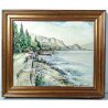 QUADRO ACQUERELLO VILLA LAGO MAGGIORE BAVENO STRESA FIRMATO DIPINTO EPOCA 1979