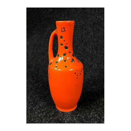 ANTICO VASO CERAMICA SMALTATA SMALTO BROCCA LAVA VINTAGE DESIGN ARANCIONE FIORI