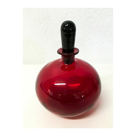 VASO BOCCIA TAPPO VETRO SOFFIATO ROSSO MURANO DESIGN BOCCETTA VASETTO VINTAGE