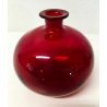 VASO BOCCIA TAPPO VETRO SOFFIATO ROSSO MURANO DESIGN BOCCETTA VASETTO VINTAGE