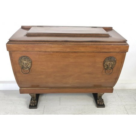 ANTICA MADIA URNA CASSAPANCA IMPERO 800 CILIEGIO PIEDI FERINI EPOCA FOGLIA ORO  