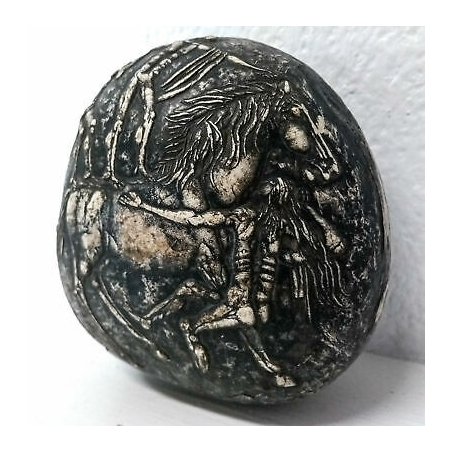 SCULTURA BASSORILIEVO BERTAGNIN ROBERTO MITOLOGIA ARDESIA CERAMICA SMALTO ARTE