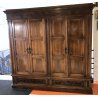 ANTICO ARMADIO LEGNO MASSELLO NOCE 4 ANTE 2 CASSETTI GUARDAROBA EPOCA 1800 OLD