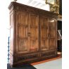 ANTICO ARMADIO LEGNO MASSELLO NOCE 4 ANTE 2 CASSETTI GUARDAROBA EPOCA 1800 OLD