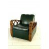 ANTICA POLTRONA LETTO ECO PELLE SKY ARMCHAIR BED LEGNO VERDE DECO' 1930/40