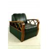 ANTICA POLTRONA LETTO ECO PELLE SKY ARMCHAIR BED LEGNO VERDE DECO' 1930/40