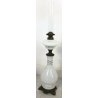 ABAT JOUR LUME LAMPADA DA TAOLO A PETROLIO VETRO OPALINA DIPINTA 1800 TABLE OLD 