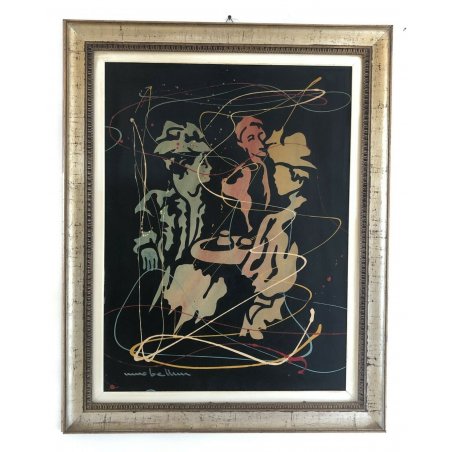 ANTICO QUADRO NINO BELLINI BELLE EPOCHE COMPOSIZIONE ANNI 70 OLIIO TELA DIPINTO 