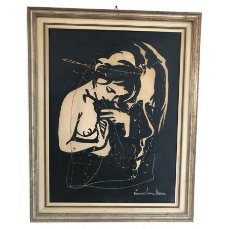 ANTICO QUADRO NINO BELLINI BELLE EPOCHE COMPOSIZIONE ANNI 70 OLIO TELA DIPINTO 