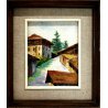 COPPIA QUADRO ANTICO OLIO TAVOLA PAESAGGIO BAITE MONTAGNA G.Cavoli 1946 VINTAGE