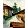 COPPIA QUADRO ANTICO OLIO TAVOLA PAESAGGIO BAITE MONTAGNA G.Cavoli 1946 VINTAGE