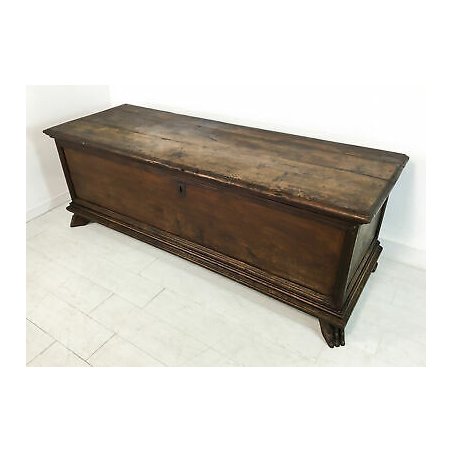ANTICA CASSAPANCA LEGNO NOCE 1800 GAMBE FERINE PANCA BAULE SCOMPARTO INTERNO