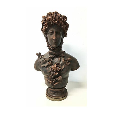 ANTICO BUSTO DONNA GIOVANNI B SCETO REPUBBLICANA 1892 SCULTURA STATUA TERRACOTTA