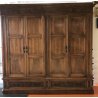 ANTICO ARMADIO LEGNO MASSELLO NOCE 4 ANTE 2 CASSETTI GUARDAROBA EPOCA 1800 OLD
