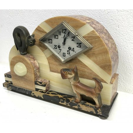 ANTICO OROLOGIO TAVOLO ART DECO MARMO F MARTI MEDAGLIA ORO EPOCA 900 VINTAGE