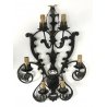 ANTICA COPPIA APLIQUE LAMPADE MURO FERRO BATTUTO CANDELE EPOCA OLD COPPA LUME 