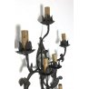 ANTICA APLIQUE LAMPADA MURO FERRO BATTUTO CANDELE EPOCA OLD COPPA LUME 8 LUCI 