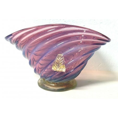 ALZATA VASO VETRO MURANO ARCHIMEDE SEGUSO LATTIMO ORO CENTRO TAVOLO VENEZIA