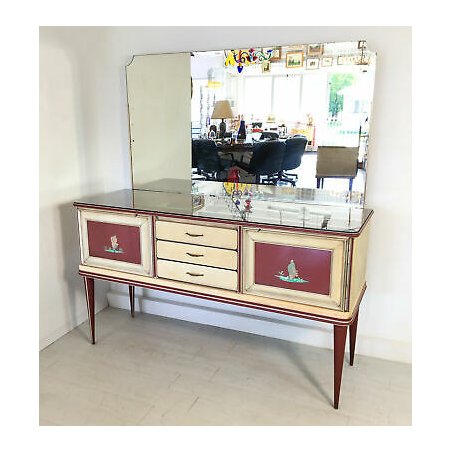 CREDENZA SPECCHIERA DESIGN UMBERTO MASCAGNI VINTAGE SIDEBOARD MIRROR CABINET