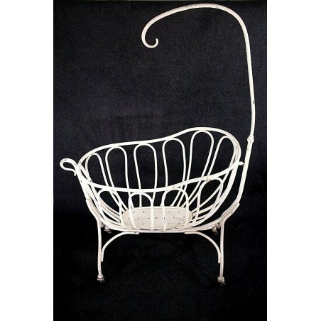 ANTICA CULLA FERRO BATTUTO BIANCO LETTO LETTINO NEONATO BAMBINO VINTAGE 1900
