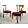 SET 3 SEDIA VINTAGE DESIGN Vittorio Dassi LEGNO STOFFA VINTAGE CHAIR ANNI 50 