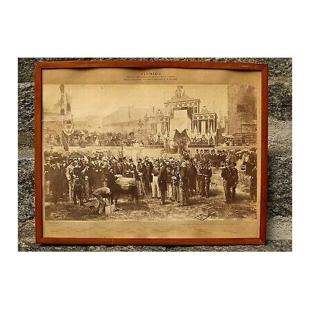 ANTICA FOTOGRAFICA CORNICE CERIMONIA PRIMA PIETRA Galleria Vittorio Emanuele 