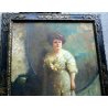 ANTICO ENORME QUADRO MUSEALE OLIO TELA Giuseppe Palanti DONNA NOBILE PRIMI '900