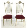 ANTICA COPPIA SEDIE POLTRONE GAETANO DESCALZI ITALIA CHIAVARI BRASS CHAIR PURPLE