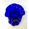 GRANDE VASO VETRO SOFFIATO BLU MURANO DESIGN PORTAFIORI FIORE ITALIAN GLASS ART