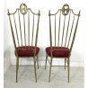 ANTICA COPPIA SEDIE POLTRONE GAETANO DESCALZI ITALIA CHIAVARI BRASS CHAIR PURPLE