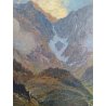 ANTICO QUADRO SILVIO TALMAN OLIO TAVOLA PAESAGGIO MONTAGNA VALLE TRENTO SALUGGIA