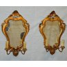 COPPIA ANTICA SPECCHIERA DORATA epoca 900 LIBERTY LUME OLD GOLDEN MIRROR LAMPADA