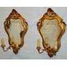 COPPIA ANTICA SPECCHIERA DORATA epoca 900 LIBERTY LUME OLD GOLDEN MIRROR LAMPADA