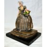 Pannunzio ANTICA SCULTURA TERRACOTTA SMALTATA ARGENTO DAMA FIORI statua ceramica