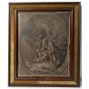 ANTICA INCISIONE HYVER WATTEAU PINX JEAN AUDRAN SCULP ARGENTO 800 SILVER EPOCA