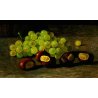 ANTICO QUADRO OLIO TAVOLA Dario Piazza  NATURA MORTA FRUTTA CASTAGNE UVA '900