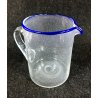 GRANDE BROCCA VETRO SOFFIATO BULLICANTE BLU MURANO VASO EPOCA VENEZIA GLASS ART