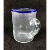 GRANDE BROCCA VETRO SOFFIATO BULLICANTE BLU MURANO VASO EPOCA VENEZIA GLASS ART