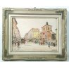 DIPINTO ACQUERELLO ALDO SESSA QUADRO PIAZZA SAN NAZARO MILANO BASILICA APOSTOLI
