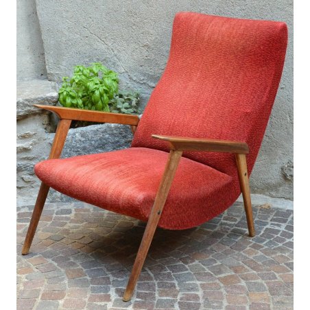 ANTICA POLTRONA IMBOTTITA SEDIA PALISSANDRO SALA CAMERA CHAIR DESIGN ICO PARISI