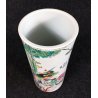 VASO GIAPPONESE CERAMICA DIPINTA EPOCA 1900 PAVONE GIAPPONE CILINDRICO CINESE