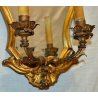 COPPIA ANTICA SPECCHIERA LIBERTY DORATA epoca 900 LUME OLD GOLDEN MIRROR LAMPADA