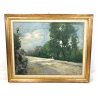 ANTICO QUADRO ACHILLE CATTANEO 1921 OLIO TELA LIMBIATE MILANO STRADA BOSCO
